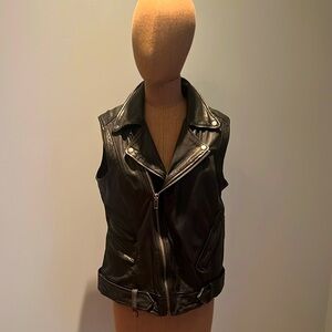 Gray Saks Fifth Ave Leather Vest